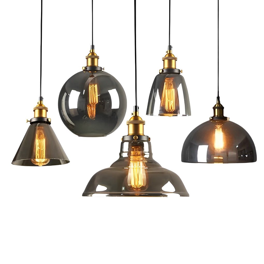 Smoke Gray Industrial Pendant Lamp Ha077613