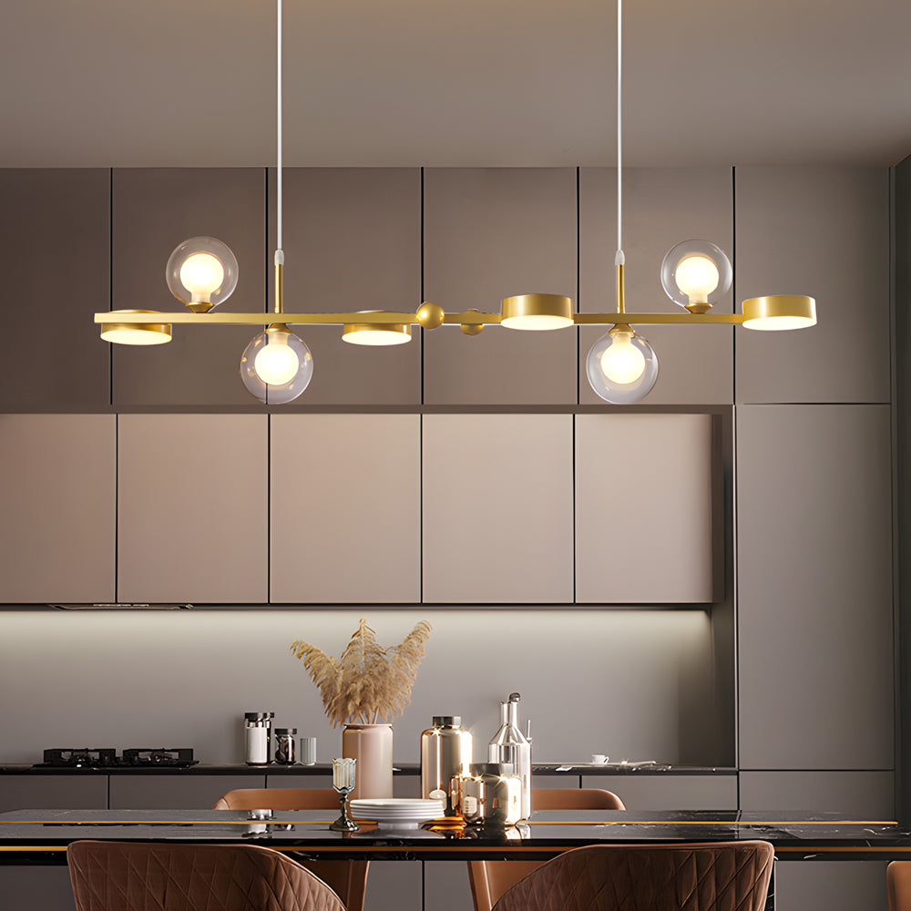 6 8 Light 3Step Dimming Glass Ball Led Long Dining Room Chandelier