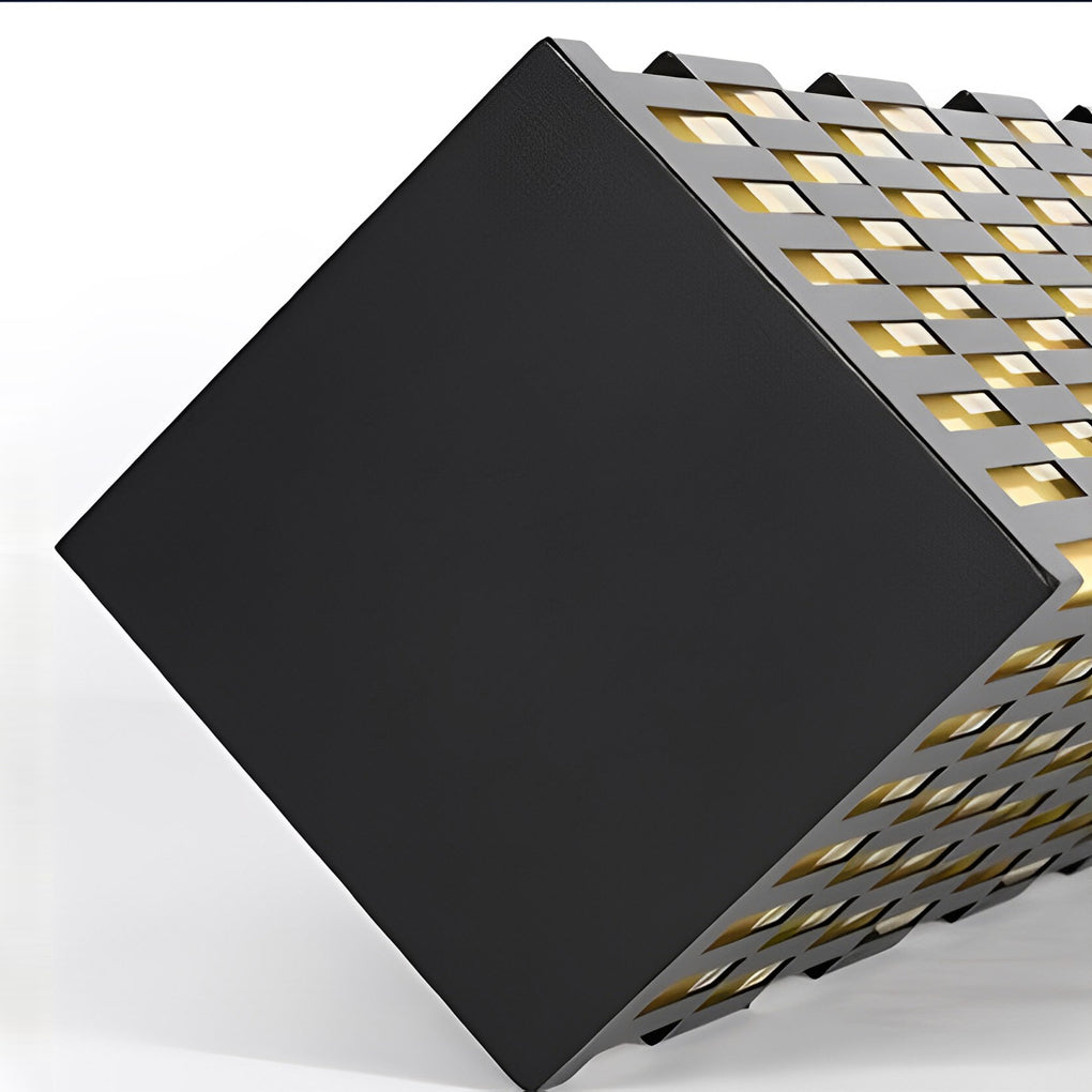 Modern Black LED Bollard Light with Grid Design for Pathways and Gardens