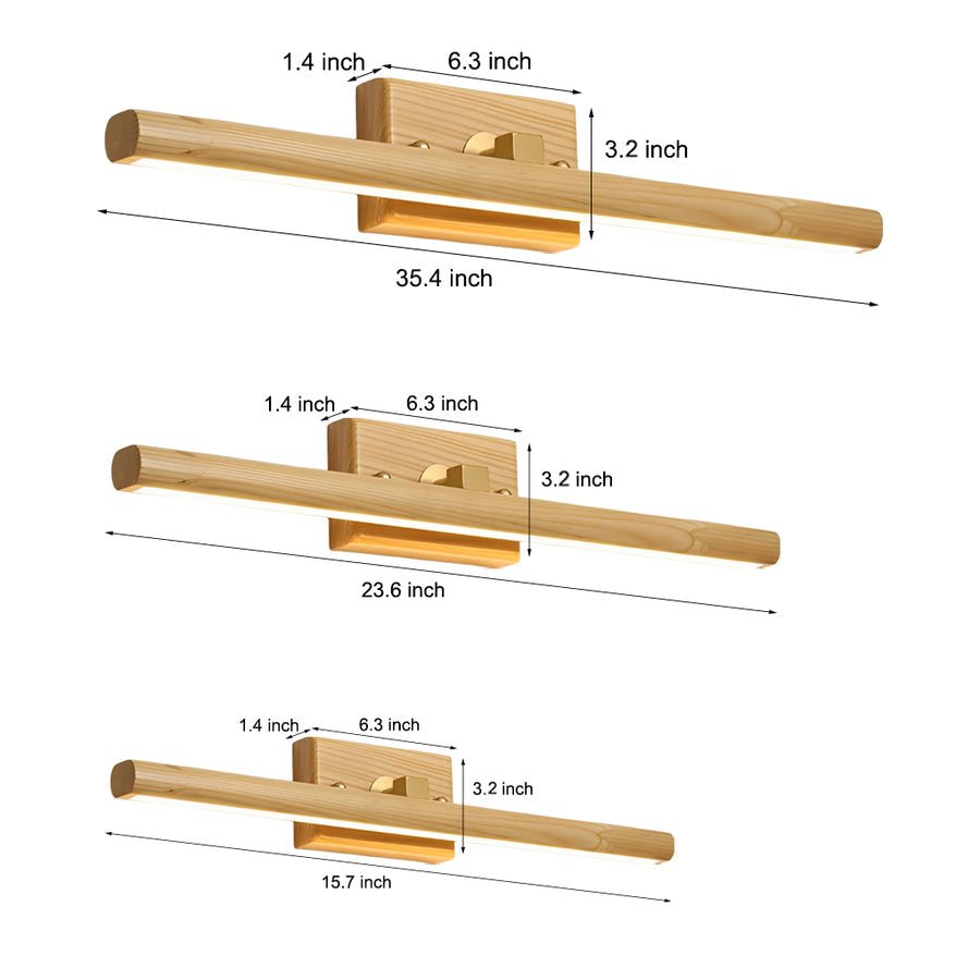 Rotatable Wood LED Vanity Light with Brass Accents for Modern Bathrooms