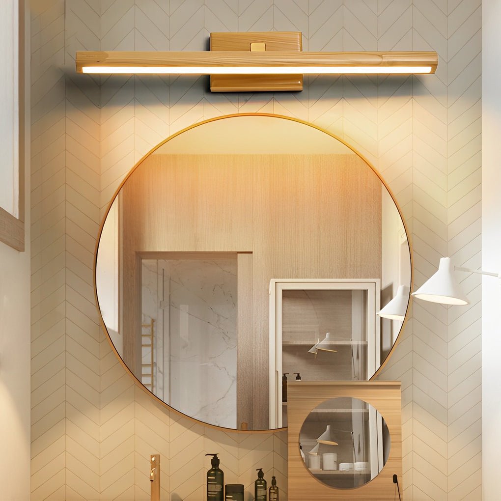 Rotatable Wood LED Vanity Light with Brass Accents for Modern Bathrooms