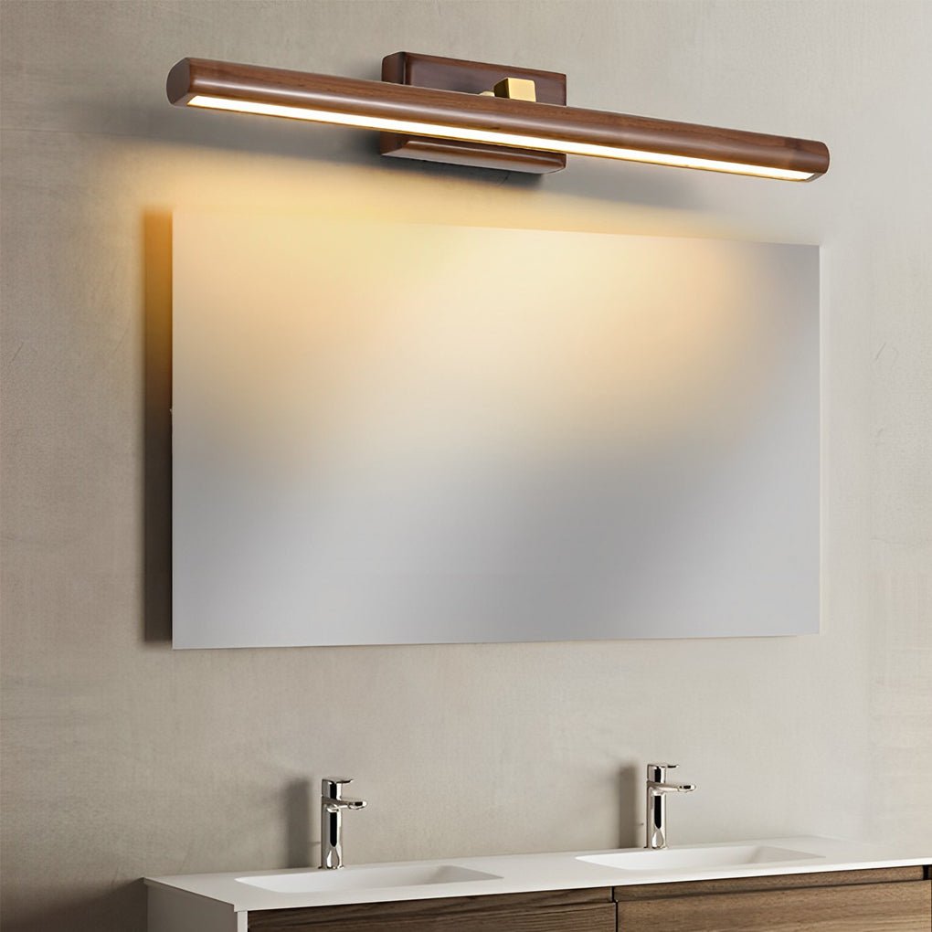 Rotatable Wood LED Vanity Light with Brass Accents for Modern Bathrooms