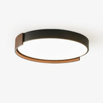 Orion Band LED Flush Mount Ceiling Light in Black and Walnut Wood Grain