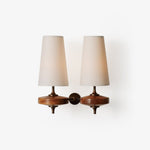 Orlan Twin Fabric Shade Wall Sconce in Walnut and Bronze