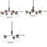 3 5 8 Light Molecule Dimpled Lava Glass Chandelier With Black Metallic Arms