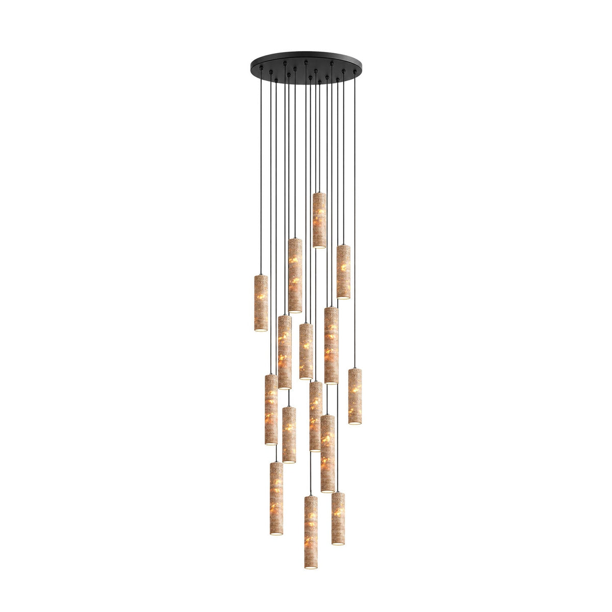 Travertine Cylinder Pendant Light in Warm Stone for Modern Interiors
