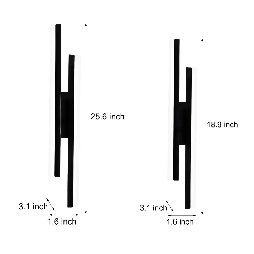 Modern 2 Light Linear Led Wall Lamp With 3 Step Dimming Black Gold Wall Sconce