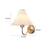 Vintage 1 Light Dimmable Metallic Armed Sconce With Pleated Fabric Shade