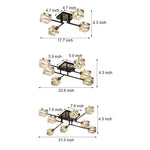 Modern Copper Crystal Cube Semi Flush Mount Light Fixture 4 6 8 Light