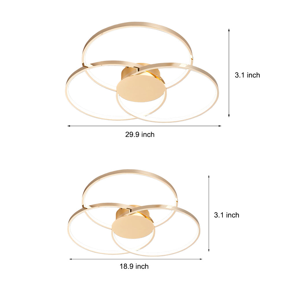 Aurelia Trio Ring LED Ceiling Light – Modern Nordic Semi Flush Mount