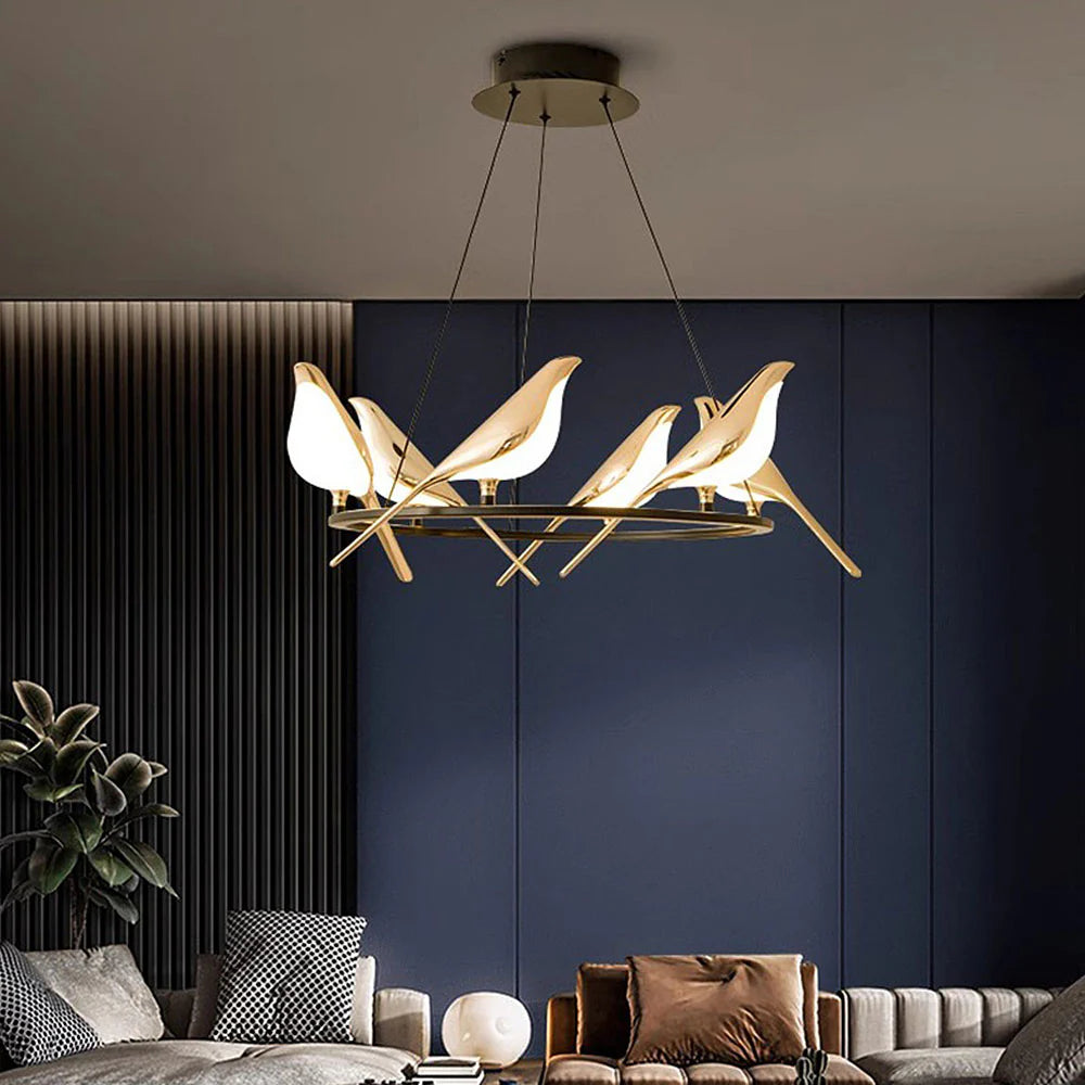 Whimsical Birds Round Pendant Light