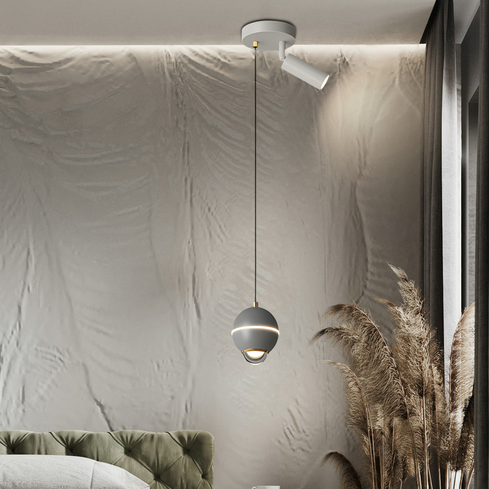 Small Metal Ball 3 Step Dimming Led Modern Pendant Lights With Spotlights