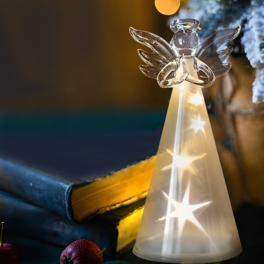 Lumière Céleste Glass Angel LED Table Lamp – Ethereal Night Light for Modern Interiors
