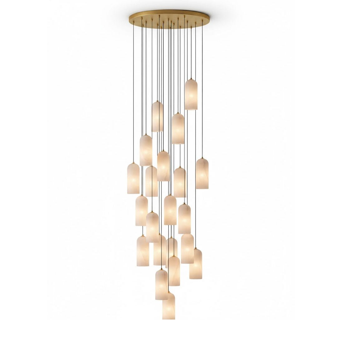 Monty Alabaster Pendant Light in Brass with Braided Cord