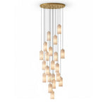 Monty Alabaster Pendant Light in Brass with Braided Cord