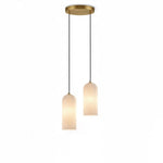 Monty Alabaster Pendant Light in Brass with Braided Cord