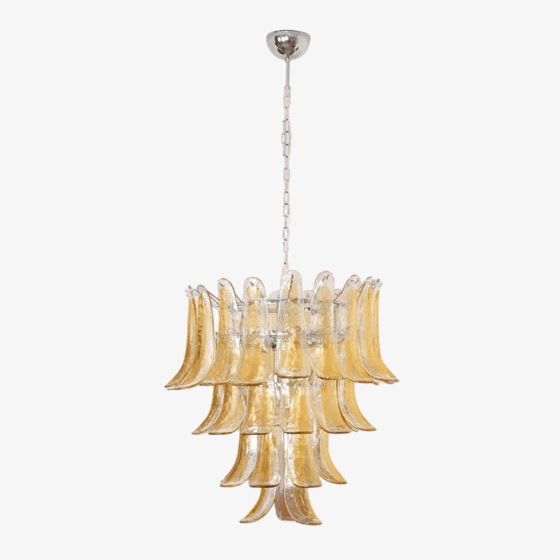 Amber Glass Lily Chandelier – Handcrafted Murano Style Pendant Light