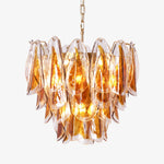 Solviva Glass Chandelier – Modern Amber Leaf Pendant Light