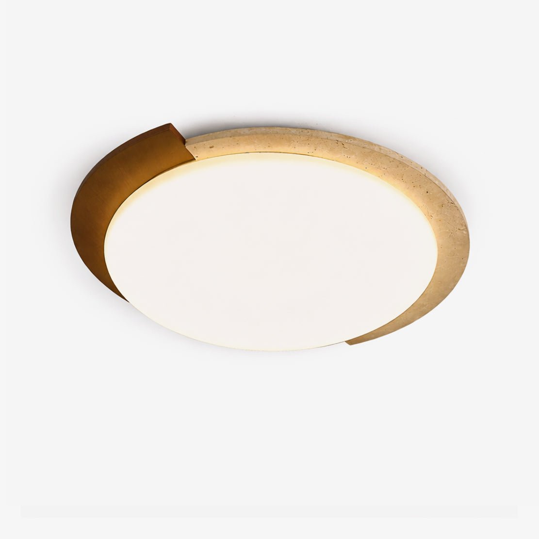 Halo Terra Ceiling Light in Yellow Travertine and Walnut