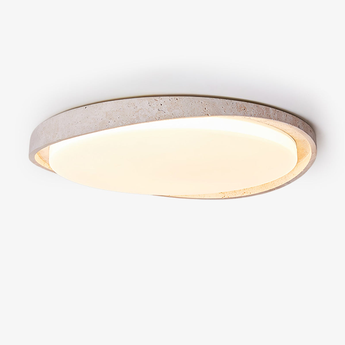 Lumen Arc Ceiling Light in Yellow Travertine | Modern Flush Mount LED