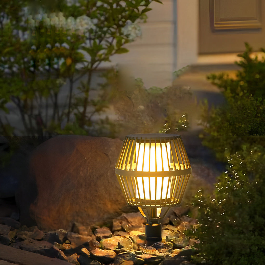 Matte Black Solar Caged Lantern for Modern Outdoor Spaces