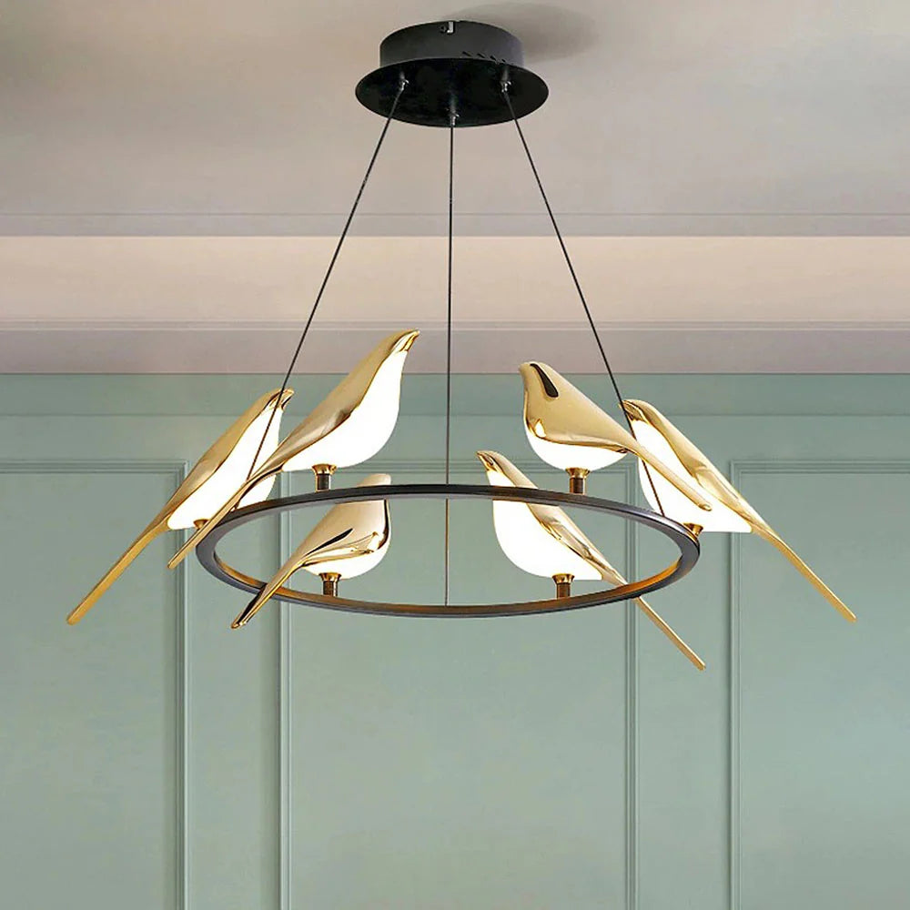 Whimsical Birds Round Pendant Light