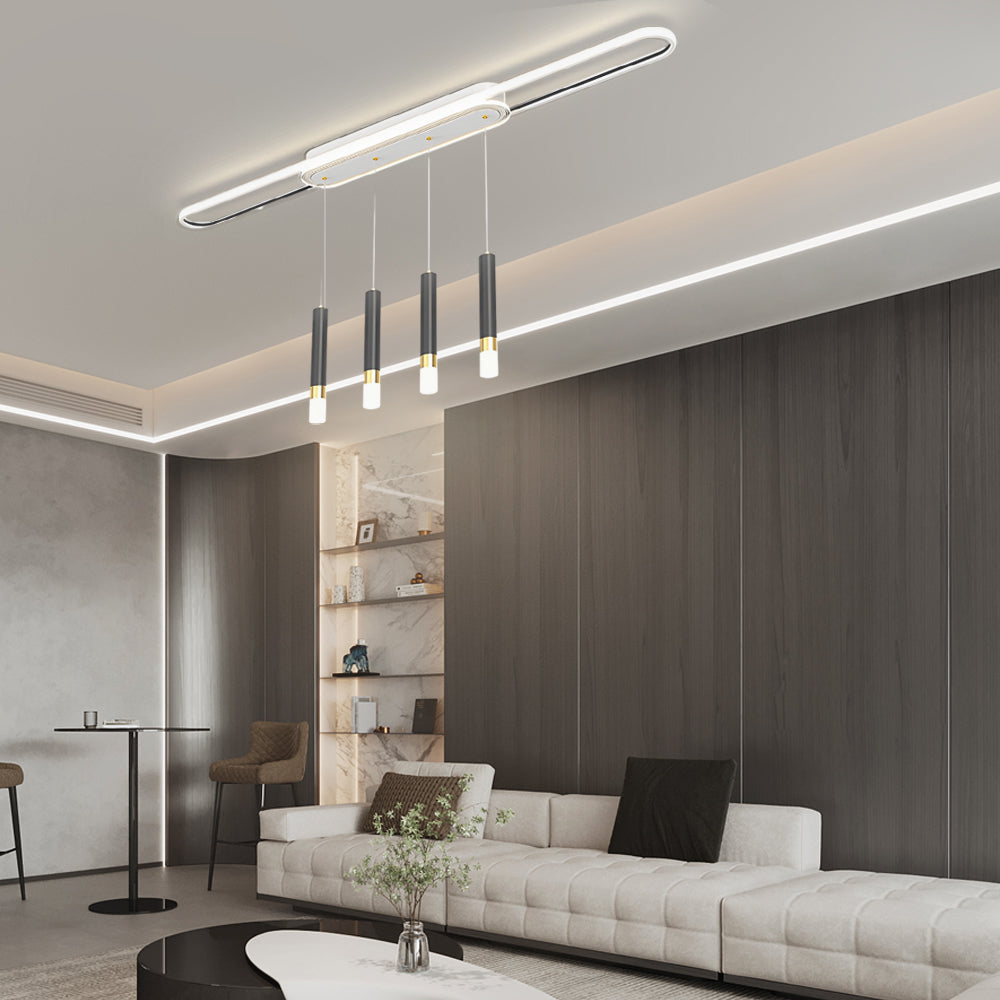 Long Circular Three Step Dimming Led Modern Ceiling Light Fixture Hanging Lamp
