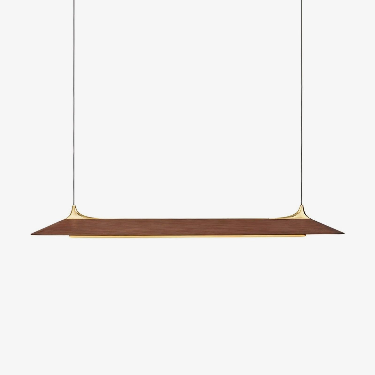 Mernoe Wooden Linear Chandelier with Brass Accents for Modern Interiors