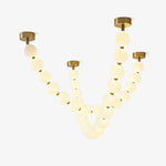 Pearl Glass Ball Chandelier – Modern Gold LED Pendant Light
