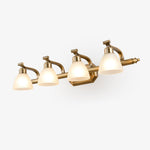 Lana Classic Four-Light Brass Bathroom Wall Sconce in Frosted Glass