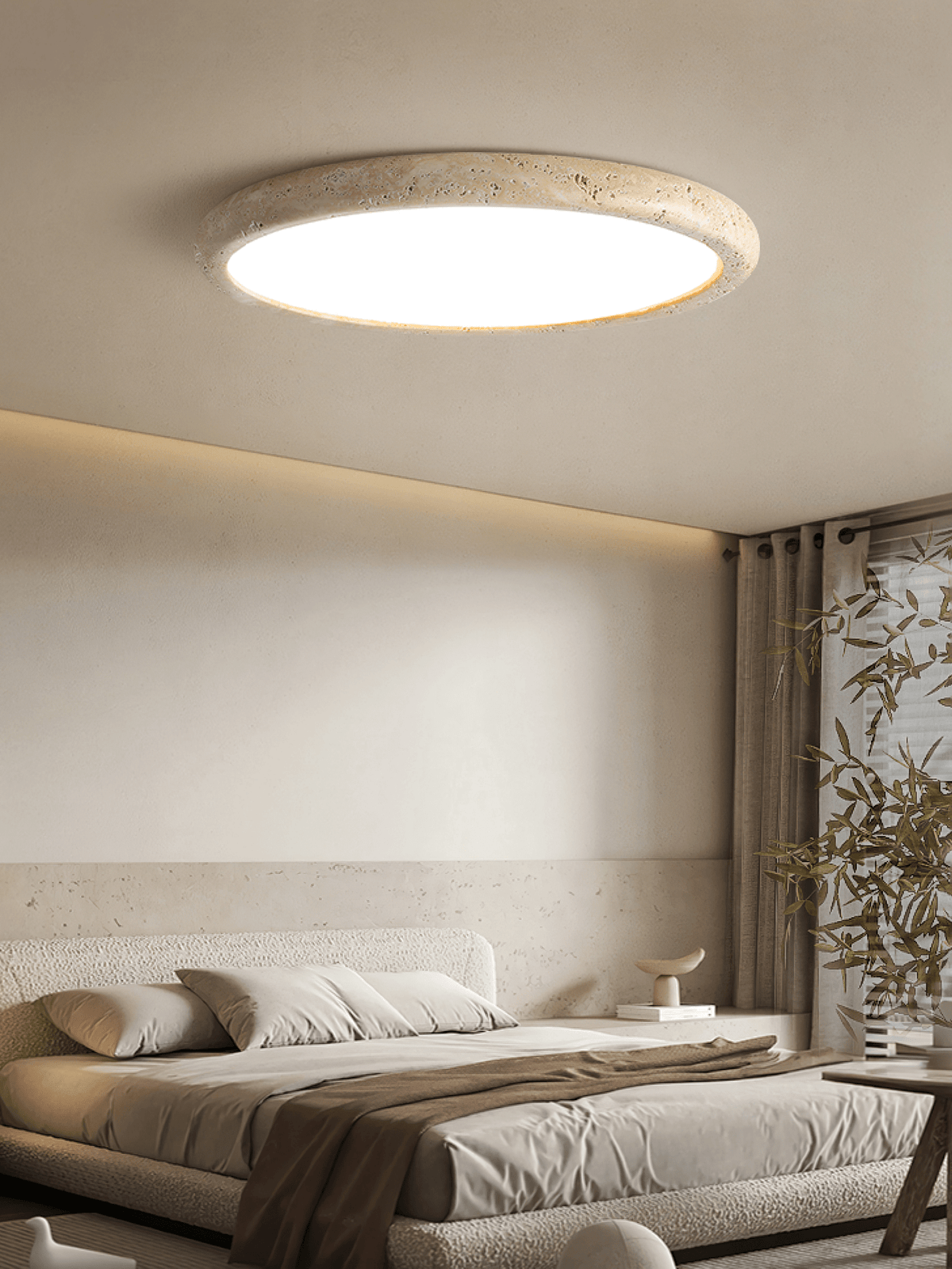Solis Horizon Ceiling Light in Yellow Travertine | Modern Flush Mount LED