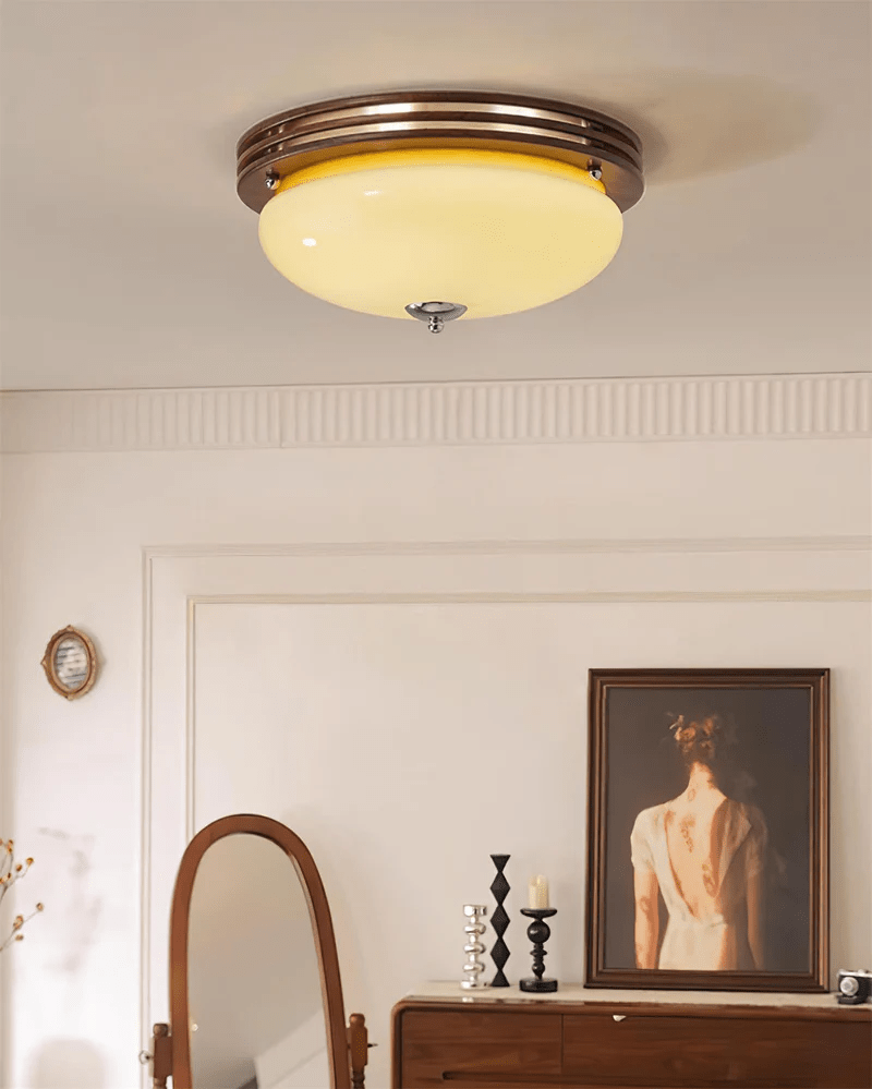 Tranquil Sphere Wood Grain LED Flush Mount Ceiling Light