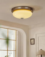 Tranquil Sphere Wood Grain LED Flush Mount Ceiling Light