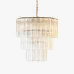 Tiered Glass Tube Chandelier with Nickel Finish for Modern Interiors