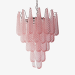 Pink Murano Glass Droplet Chandelier for Dining Room and Living Room