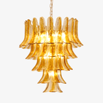 Amber Glass Lily Chandelier – Handcrafted Murano Style Pendant Light