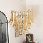 Amber Glass Lily Chandelier – Handcrafted Murano Style Pendant Light