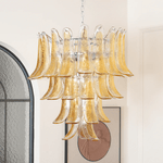 Amber Glass Lily Chandelier – Handcrafted Murano Style Pendant Light