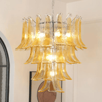 Amber Glass Lily Chandelier – Handcrafted Murano Style Pendant Light