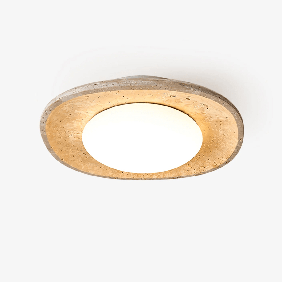 Luma Travertine Ceiling Light – Modern Flush Mount in Yellow Travertine