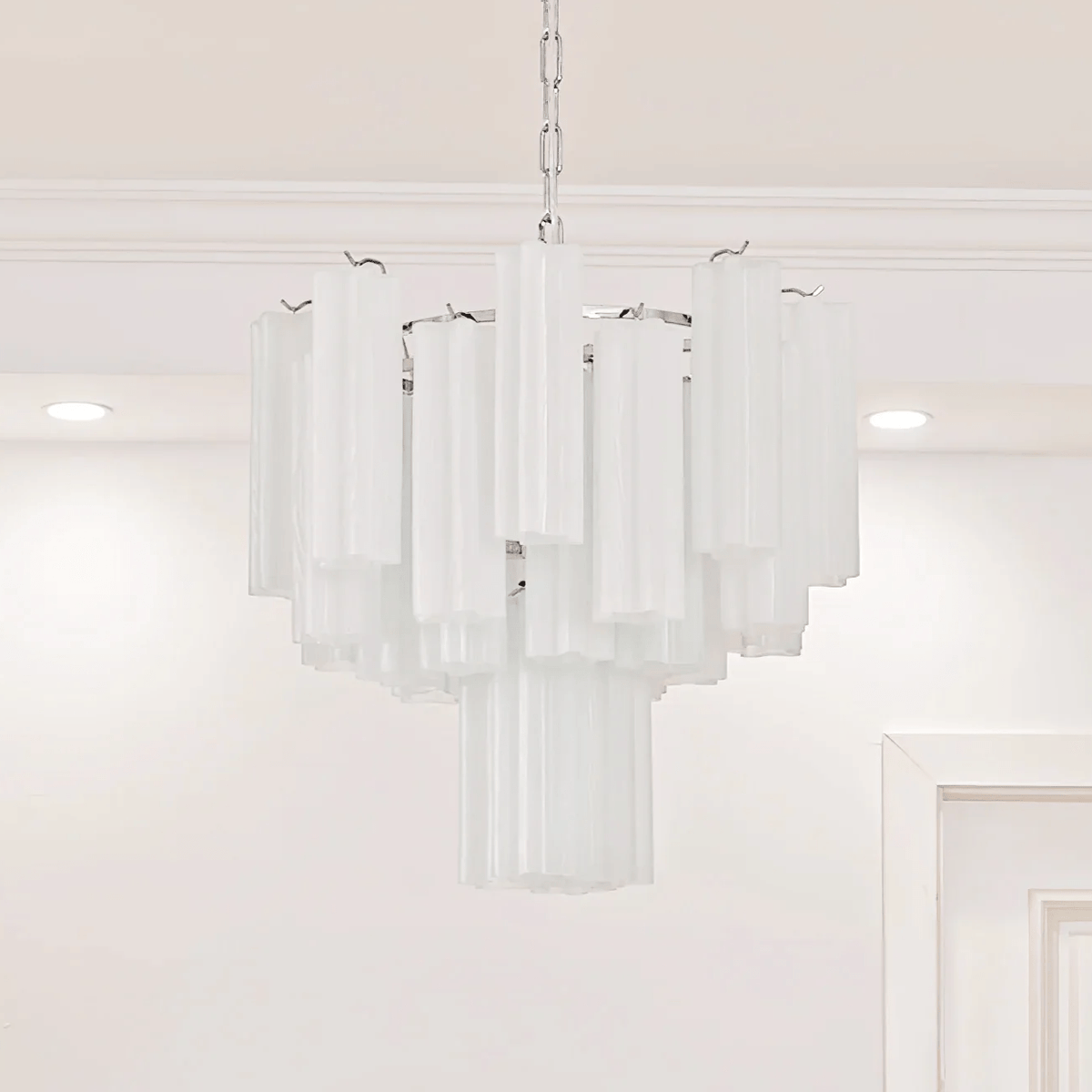 Frosted Mist Glass Tube Chandelier for Modern Interiors