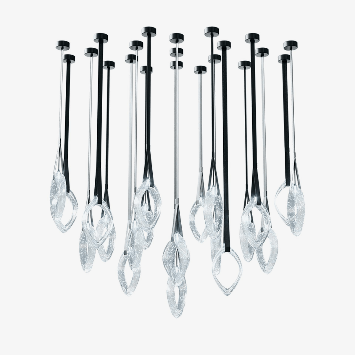 Origin Designer Chandelier in Black Metal and Glass