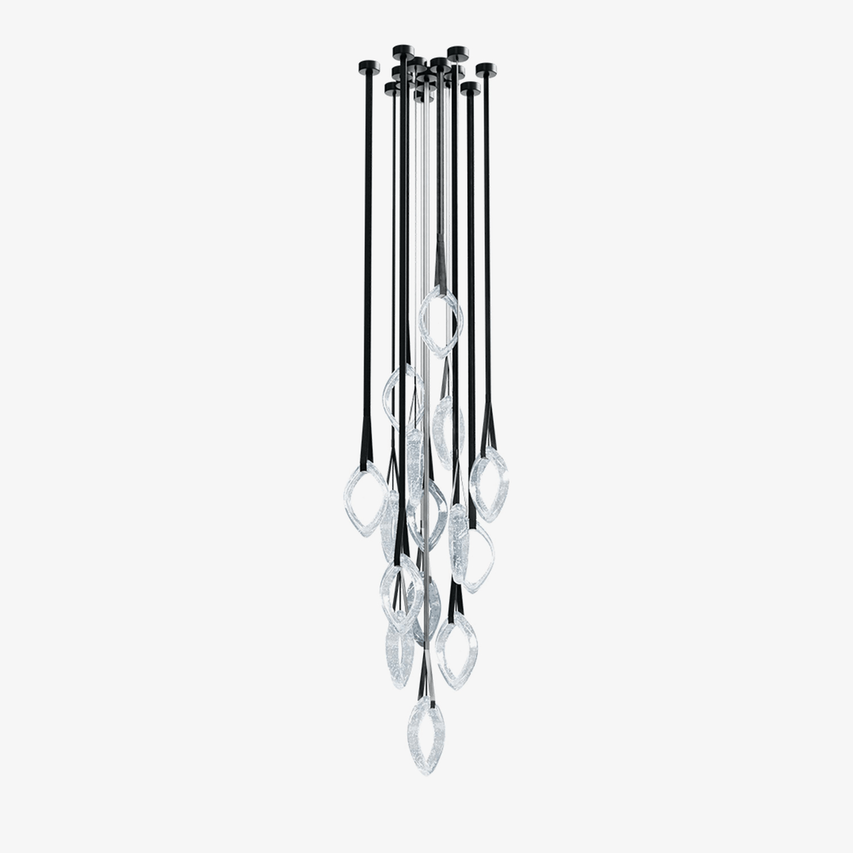 Origin Designer Chandelier in Black Metal and Glass