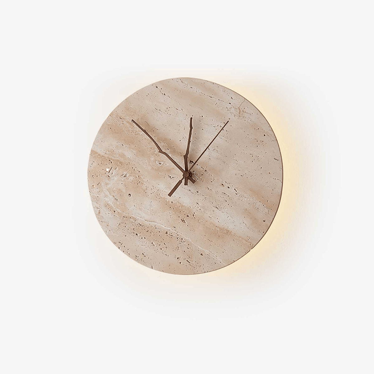Travertine Wall Sconce with Integrated Clock – Modern Stone LED Wall Light
