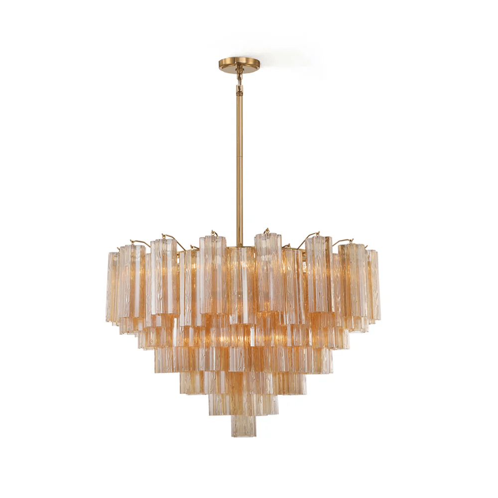 Virella Glass Chandelier — Five-Tier Tronchi Glass in Brass