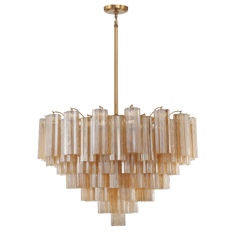 Virella Glass Chandelier — Five-Tier Tronchi Glass in Brass