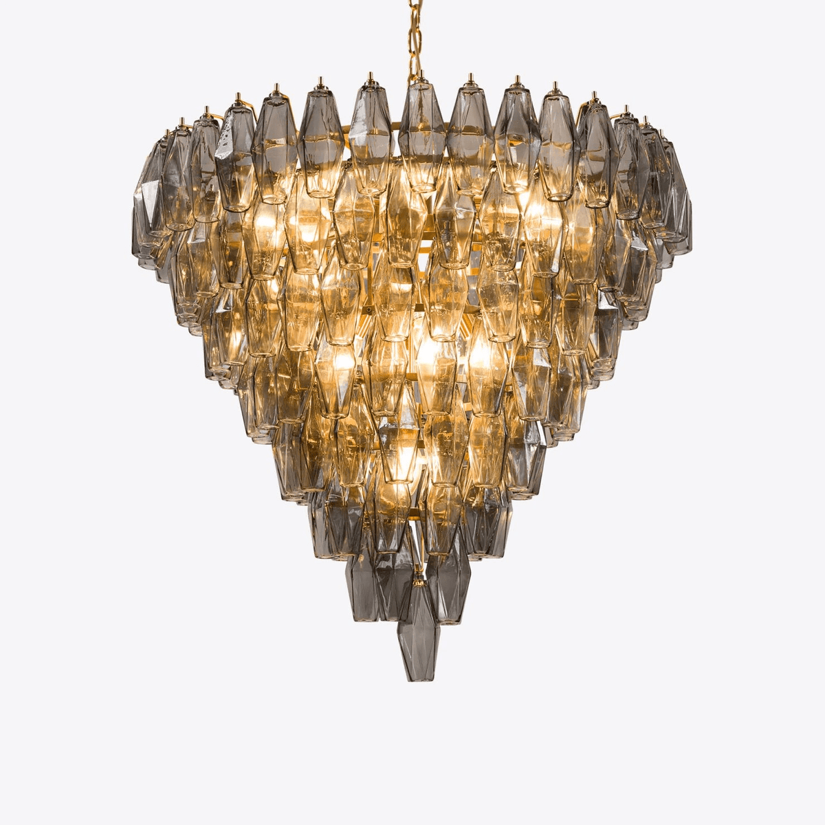 Asti Glass Prism Chandelier in Gold Finish for Modern Interiors
