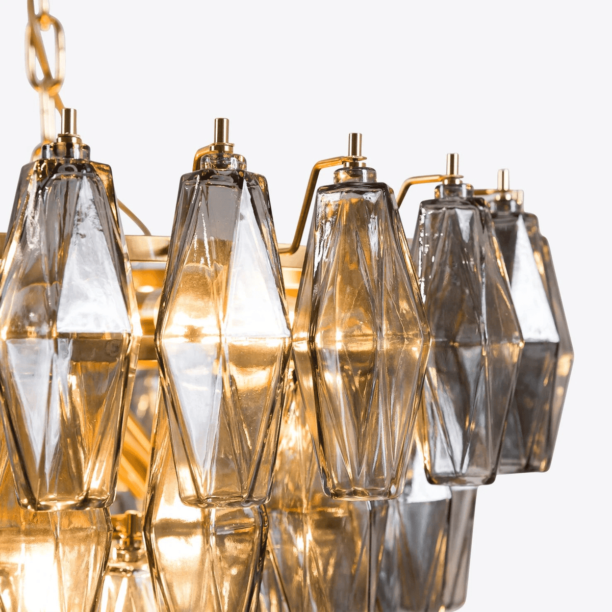 Asti Glass Prism Chandelier in Gold Finish for Modern Interiors