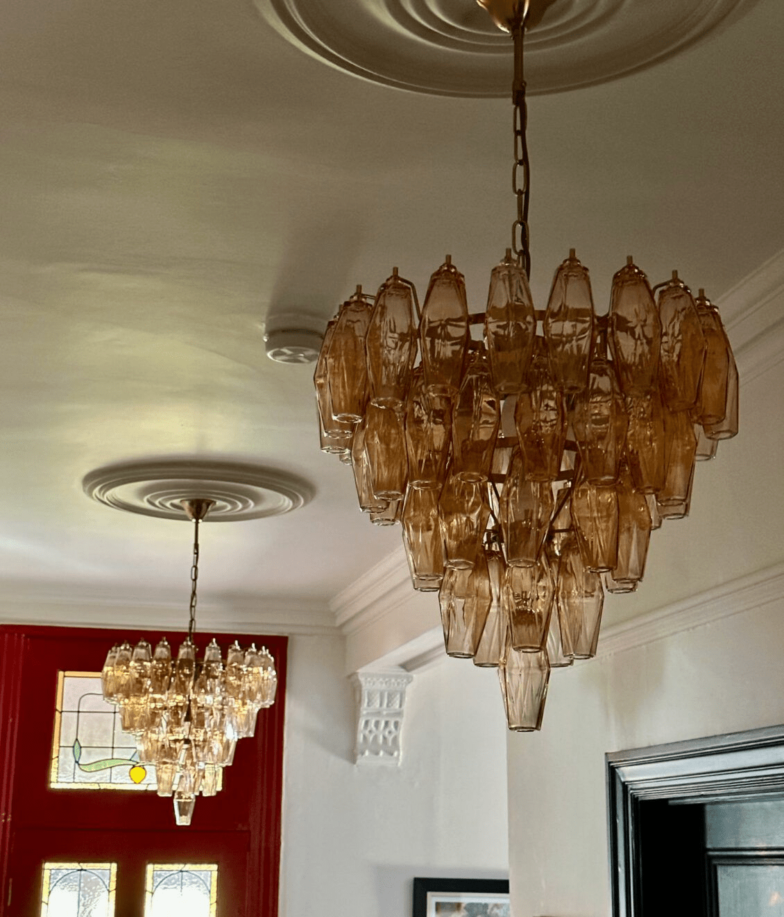 Asti Glass Prism Chandelier in Gold Finish for Modern Interiors