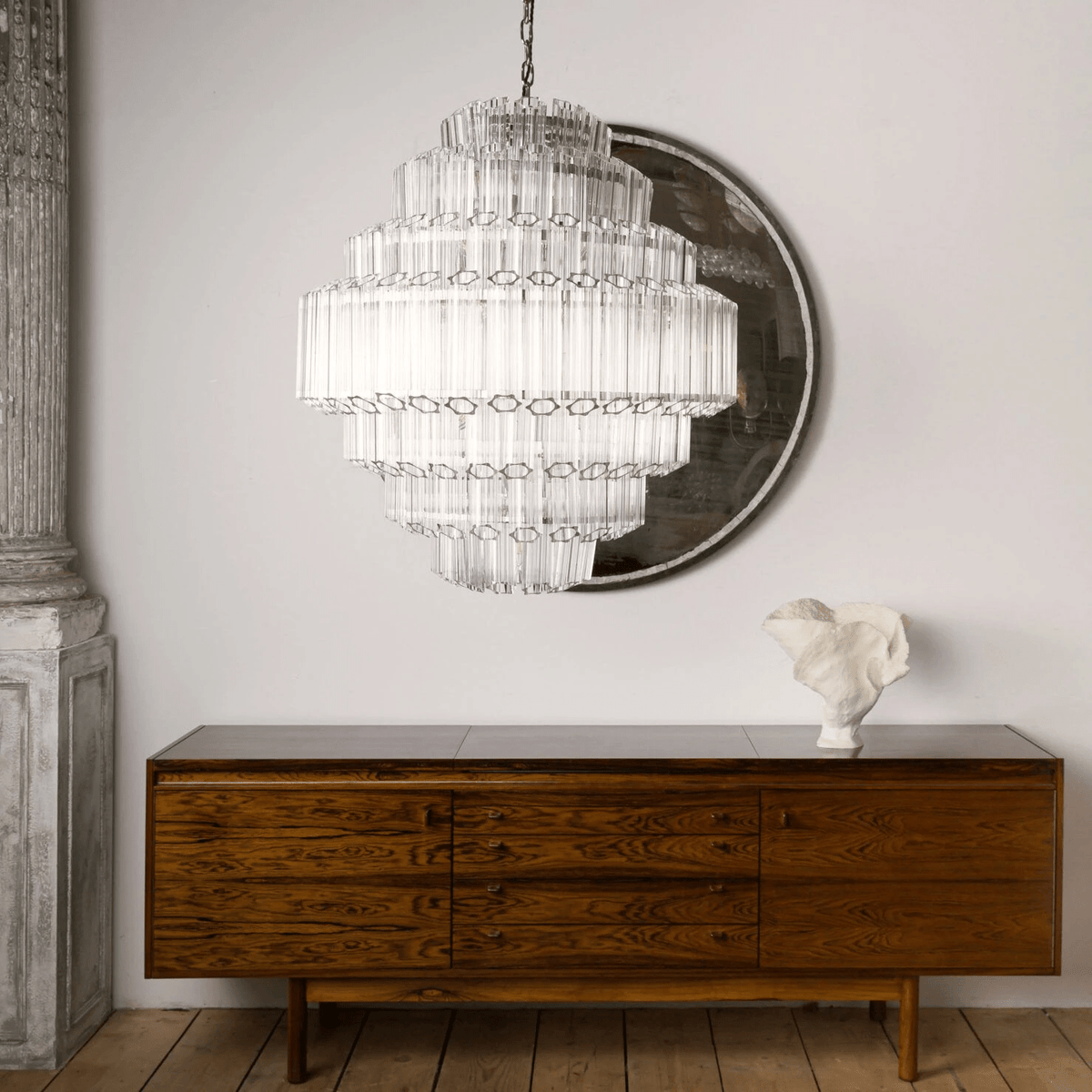 Clear Grande Palermo Chandelier – Modern Glass Tube Statement Light